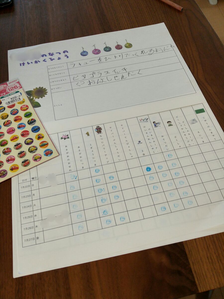 小学1年生(学童)の夏休み勉強計画｜息子と向き合う！！